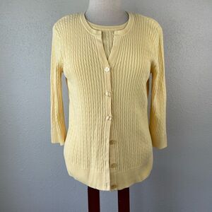 Jeanne Pierre Matching Cardigan and Tan Top Sweater Size M EUC